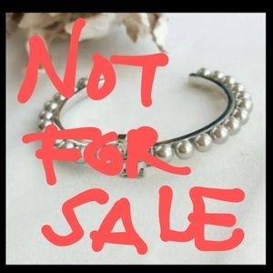 ❤️❤For @itsgot2go only ❤️❤️Tory Burch Silver Pearl Logo Embellished Cuff Bangle